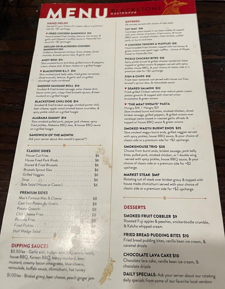 Blackstone Gastropub Menu image 1
